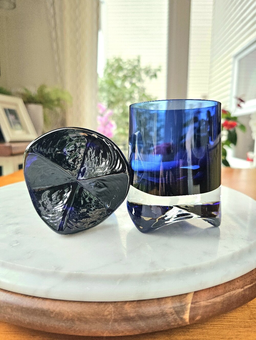 Vintage Skol Blue Denby-Milnor 2 Glasses Tumbler Set 1960s